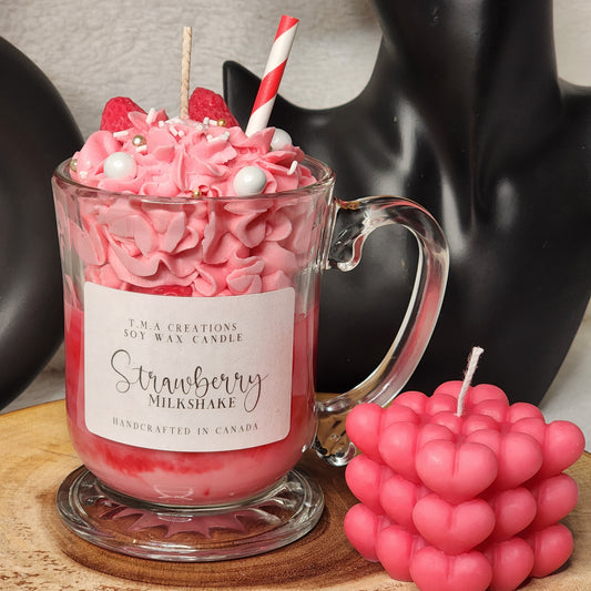 Strawberry Milkshake Dessert Candle